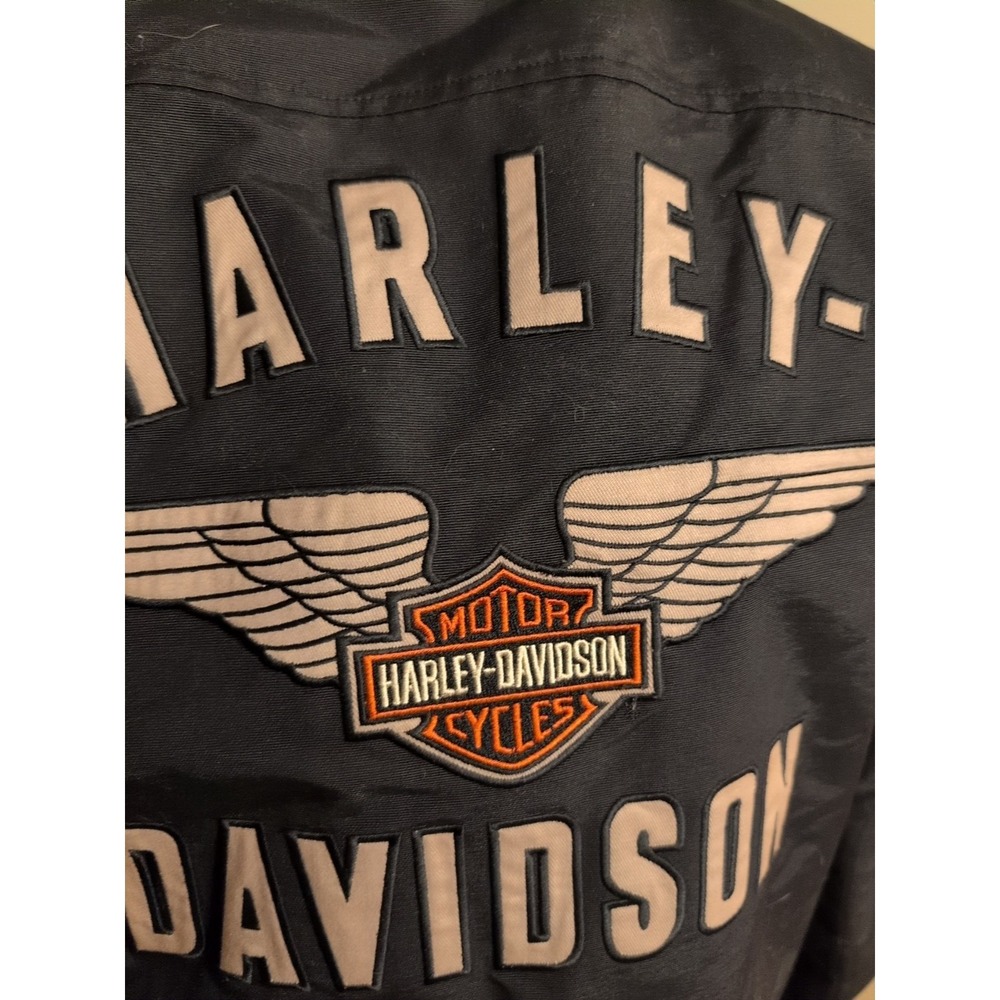 Harley Davidson Jacket Mens Med Black HDMC Riding Motorcycle Biker Flannel Lined - Picture 2 of 8